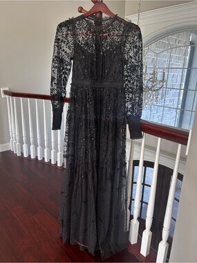 needle and thread black lace dress Sequin Dash Long Sleeve Gown Black